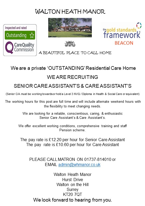 STAFF RECRUITMENT SENIOR CARE ASSISTANT AND CARE ASSISTANT Autosaved