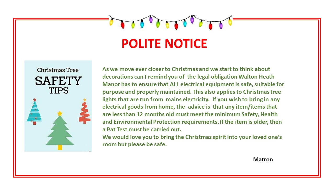 polite notice electrical goods christmas